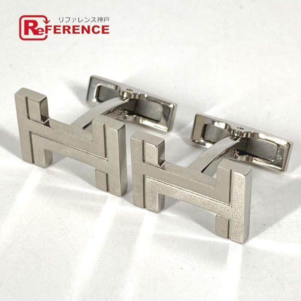 美品 HERMES エルメス Hロゴ アクセサリー カフス シルバー メンズ【中古】