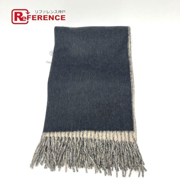 未使用 HERMES エルメス ロゴ 大判ストール セリエ刺繍 セリエ仕様 マフラー ブラック レデ...