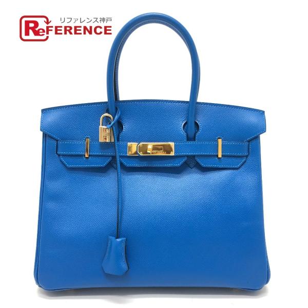 HERMES エルメス バーキン30 バーキン 30 カバン ゴールド金具 ハンドバッグ ブルーイド...