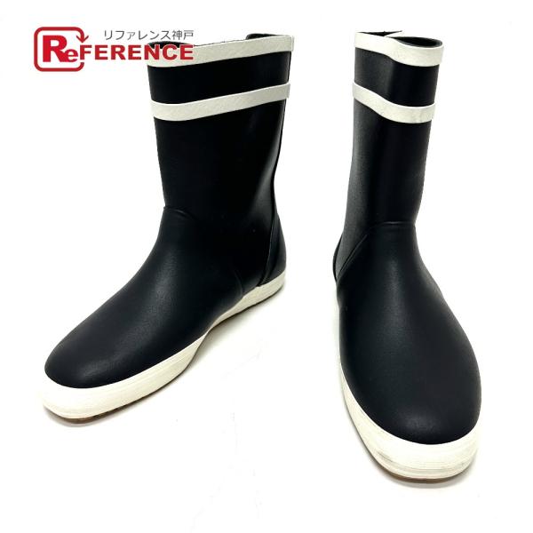 CELINE セリーヌ エディ期 ロゴ バイカラー レインブーツ ブーツ ブラック メンズ【中古】