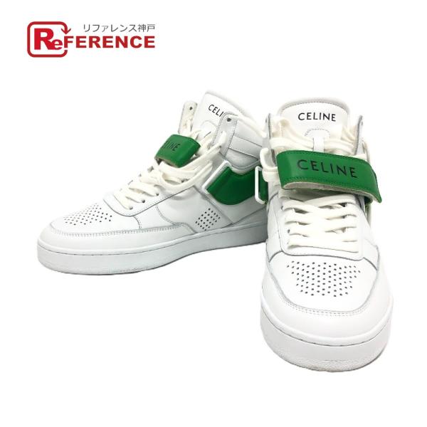 未使用 CELINE セリーヌ ベルクロストラップ ハイカット スニーカー 靴 スニーカー ホワイト...
