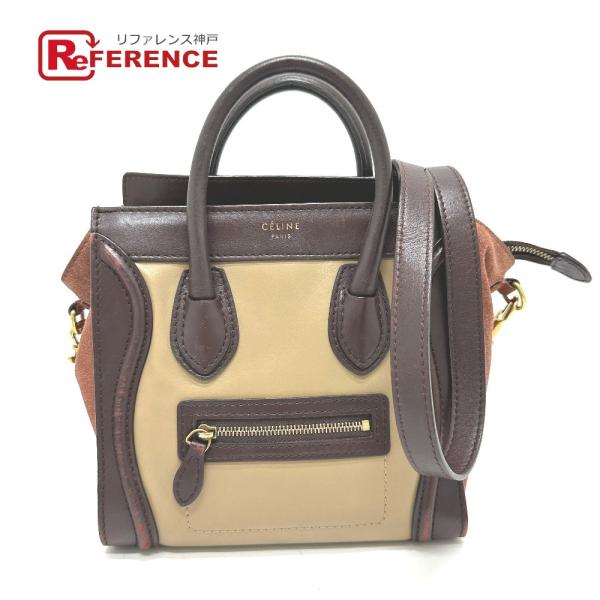 CELINE セリーヌ 168243 旧ロゴ ラゲージナノ ショッパー 2WAY カバン ショルダー...