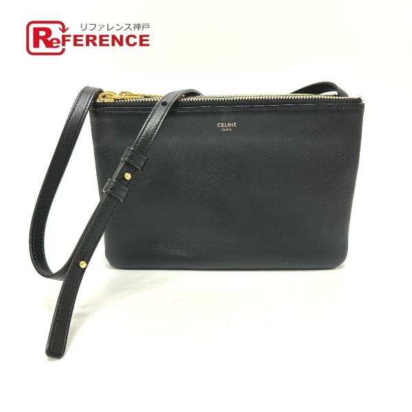 美品 CELINE セリーヌ 192033CAD.38NO トリオ カバン ショルダーバッグ ブラッ...