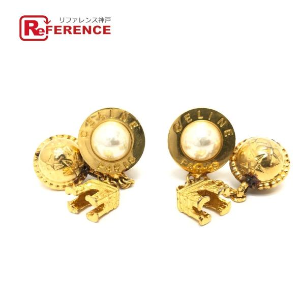 CELINE セリーヌ サークルロゴ フェイクパール 凱旋門 イヤリング アクセサリー イヤリング ...