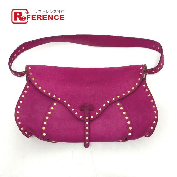 CELINE セリーヌ スタッズ カバン 肩掛け 斜め掛け ショルダーバッグ ピンク レディース【中...