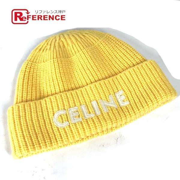 CELINE セリーヌ ロゴ ビーニー 帽子 ニット帽 ニットキャップ ニット帽 イエロー レディー...