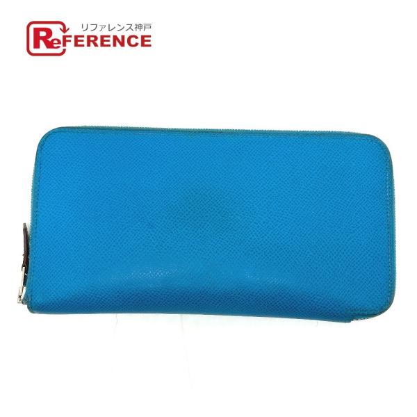 HERMES エルメス アザップロング シルクイン 財布 ウォレット 長財布 ブルー レディース【中...