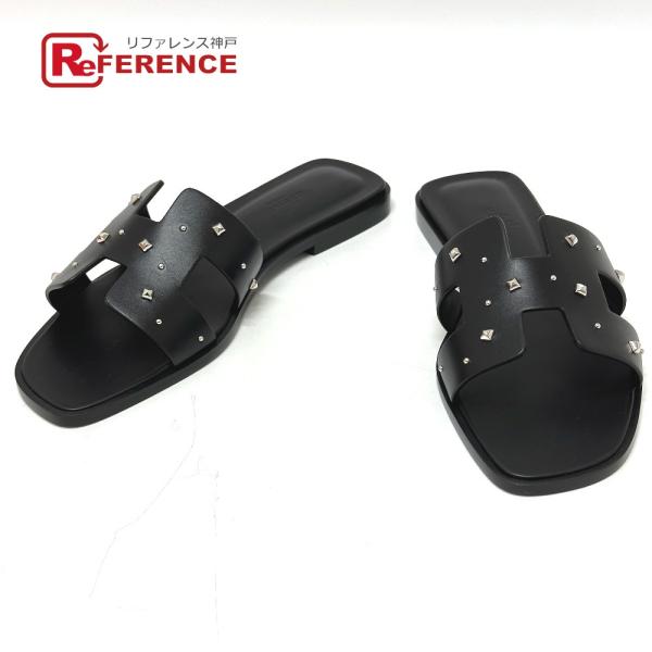 未使用 HERMES エルメス メドール オラン フラット アパレル靴  サンダル ブラック レディ...