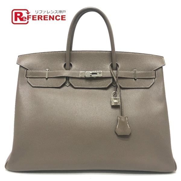HERMES エルメス バーキン40 カバン バーキン 40 ハンドバッグ SV金具　エトゥープ ブ...