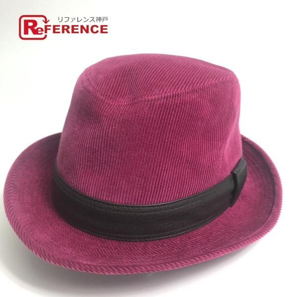 HERMES エルメス ファッション小物 帽子 ハット ベルベット ピンクパープル ユニセックス【中...