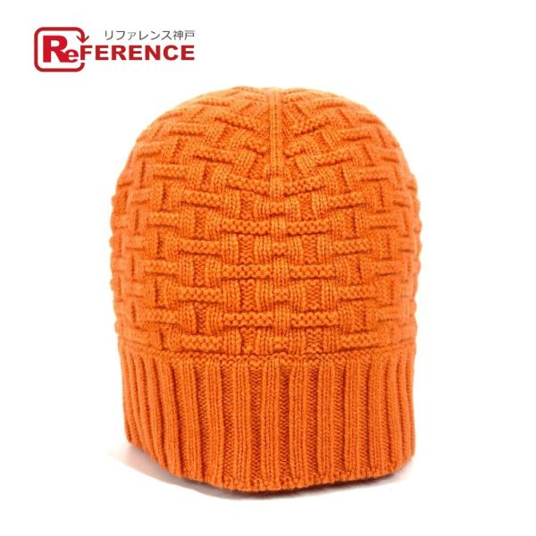 新品同様 HERMES エルメス Hロゴ ビーニー 帽子 ニット帽 ニットキャップ ニット帽 オレン...