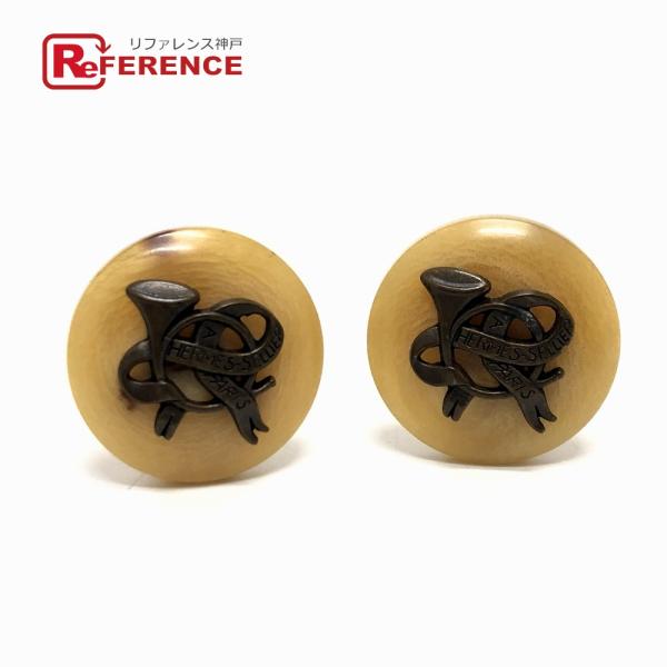 HERMES エルメス バッファローホーン イヤリング アクセサリー 小物 イヤリング ベージュ レ...