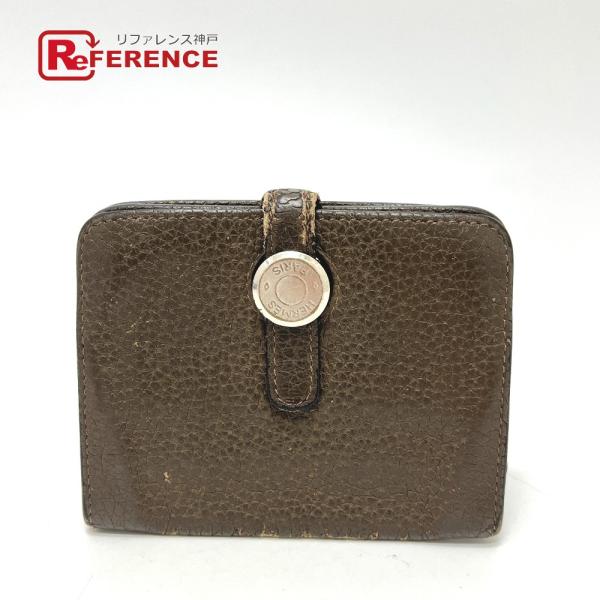 HERMES エルメス ドゴン コンパクト 小銭入れ 財布 ウォレット コインケース ブラウン レデ...