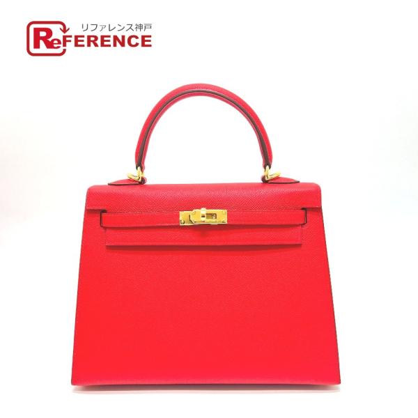 新品 HERMES エルメス ケリー25 外縫い 2WAY ハンドバッグ ROUGE RADIEUX...