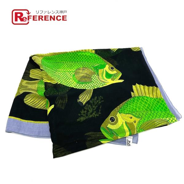 HERMES エルメス 魚 サカナ パレオ 大判ストール 水着用フォークスカートビーチパレオ 水泳カ...