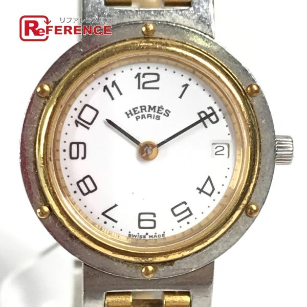 HERMES エルメス クリッパー クォーツ コンビ ウォッチ 腕時計 シルバー レディース【中古】