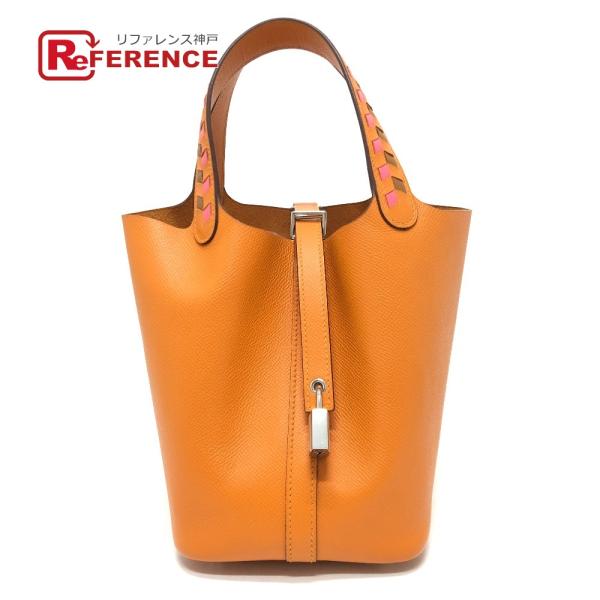 未使用 HERMES エルメス ピコタンロックＰＭ トレサージュ バッグ  ハンドバッグ アプリコッ...