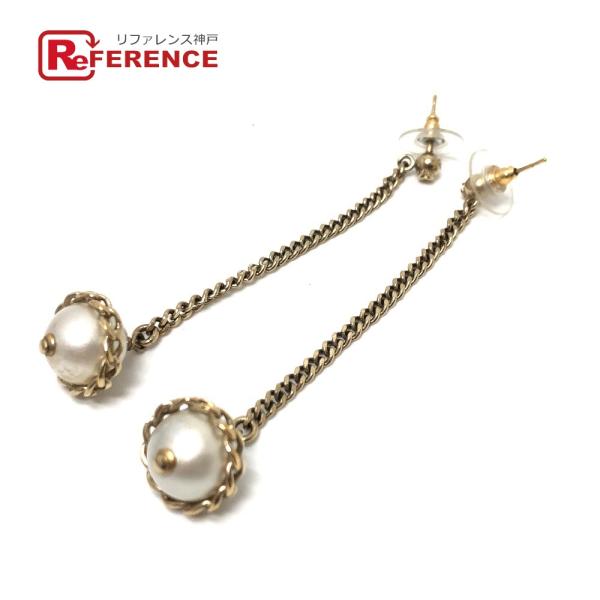 CHANEL シャネル フェイクパール チェーン ピアス アクセサリー 16B ピアス ゴールド レ...