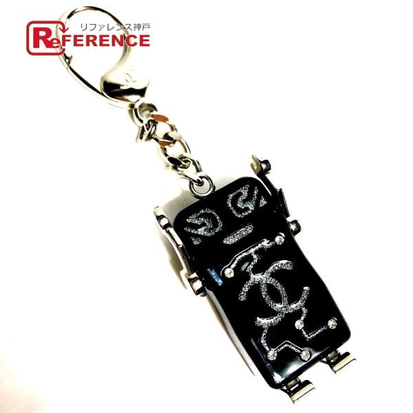 CHANEL シャネル ロボット ラインストーン バッグチャーム  キーホルダー ブラック レディー...
