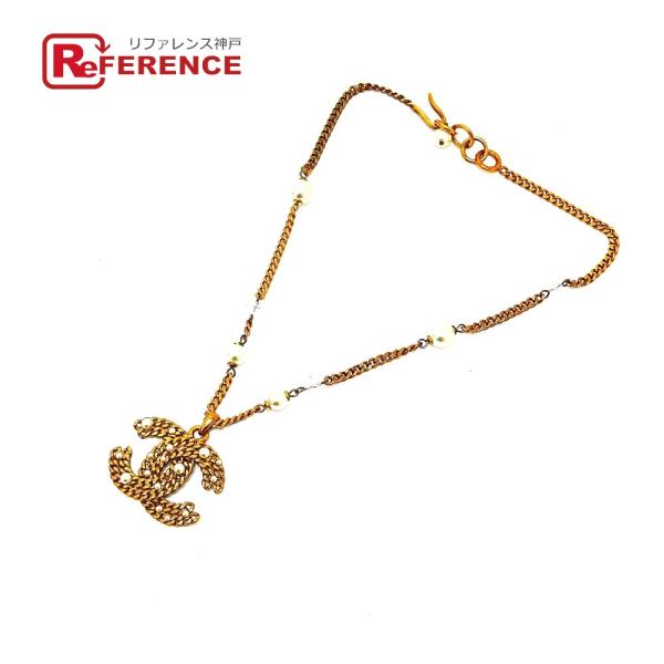 CHANEL シャネル 05P ココマーク フェイクパール チェーン ネックレス ゴールド レディー...