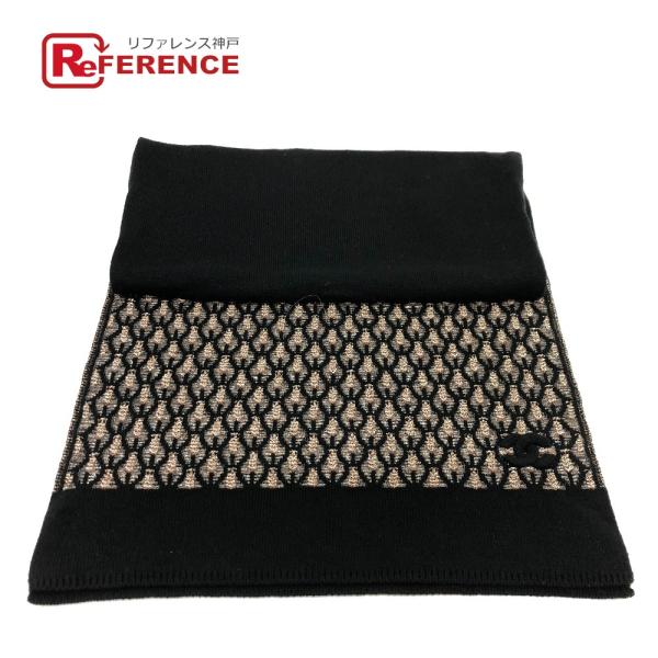 美品 CHANEL シャネル 総柄 ココマーク アパレル小物 マフラー ブラック メンズ【中古】