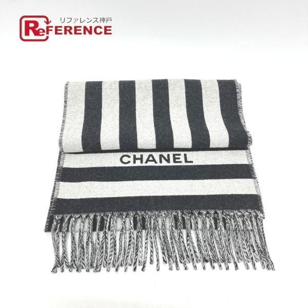 未使用 CHANEL シャネル ココマーク バイカラー アパレル小物 マフラー ブラック レディース...