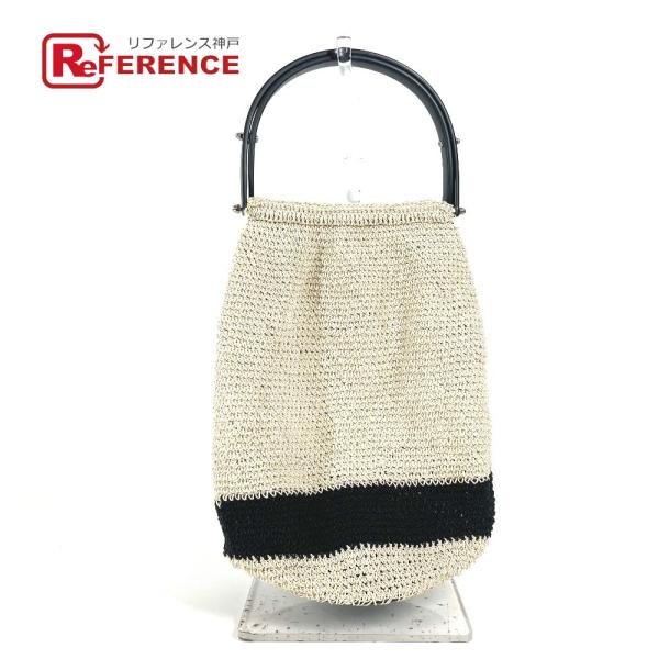 CHANEL シャネル ロゴ メッシュ プラスチックハンドル カバン ハンドバッグ ベージュ レディ...