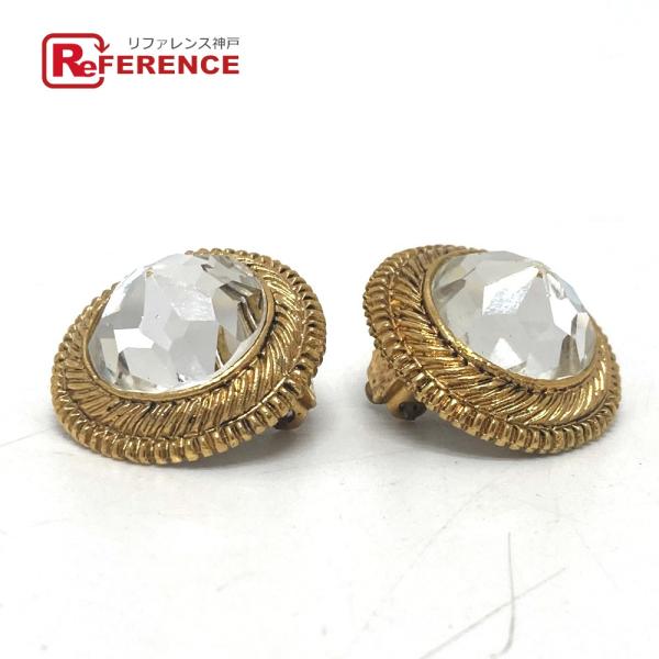 CHANEL シャネル クリアストーン イヤリング ゴールド レディース【中古】