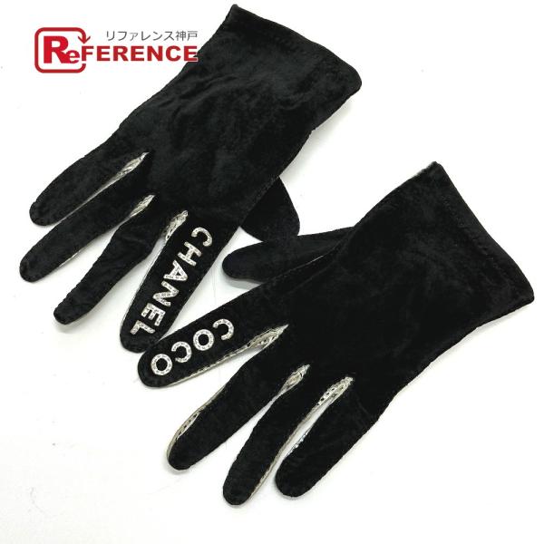 CHANEL シャネル ロゴ COCO ココ 手袋 バイカラー ヴィンテージ グローブ ブラック レ...