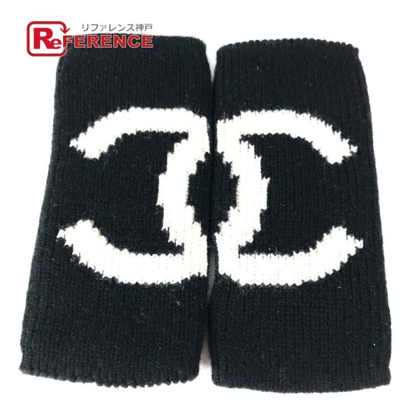 美品 CHANEL シャネル CC ココマーク フィンガーレス 手袋 20K グローブ ブラック レ...