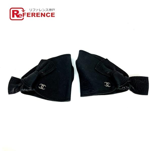 CHANEL シャネル CC ココマーク リボン りぼん 手袋 フィンガーレス グローブ ブラック ...