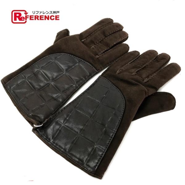 未使用 CHANEL シャネル 手袋 小物 ブランド雑貨 レザーグローブ チョコバー グローブ ダー...