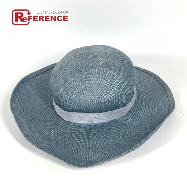 CHANEL シャネル 麦わら帽子 ストローハット 帽子 バイカラー サマーハット ハット ブルー ...