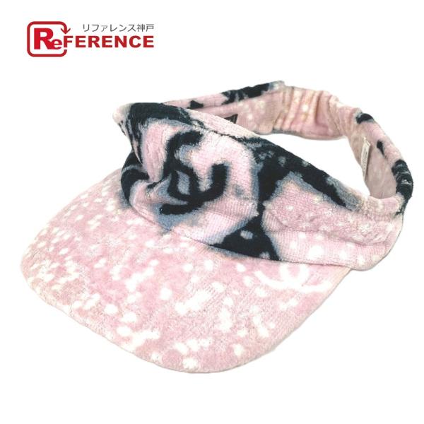 CHANEL シャネル CC ココマーク 帽子 バイザー パイル サンバイザー ピンク レディース【...