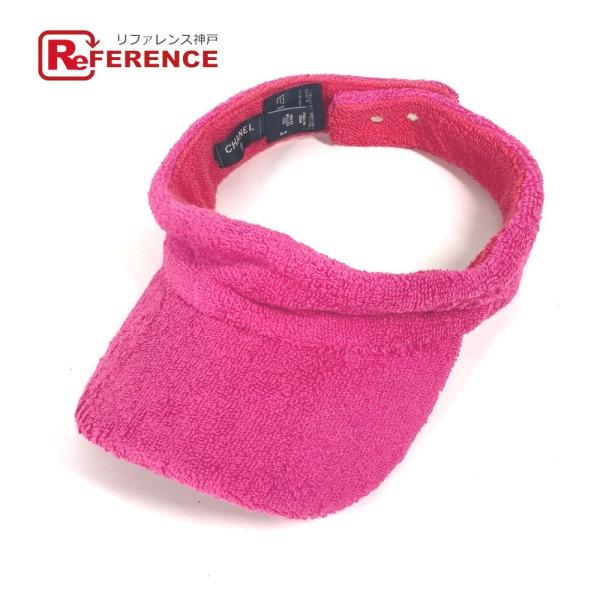 CHANEL シャネル ロゴ 帽子 パイル サンバイザー ピンク レディース【中古】