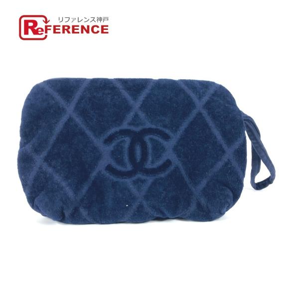 美品 CHANEL シャネル CC ココマーク パイルポーチ メイクポーチ 化粧ポーチ ポーチ ネイ...