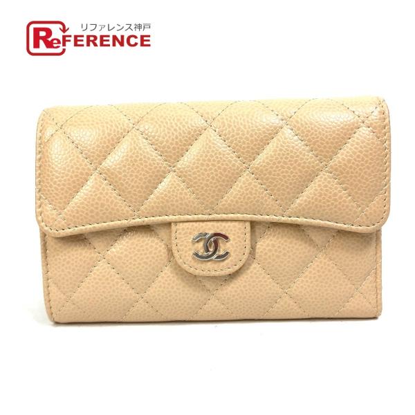CHANEL シャネル AP0232 ロゴ マトラッセ ミディアム フラップ ウォレット 3つ折り財...