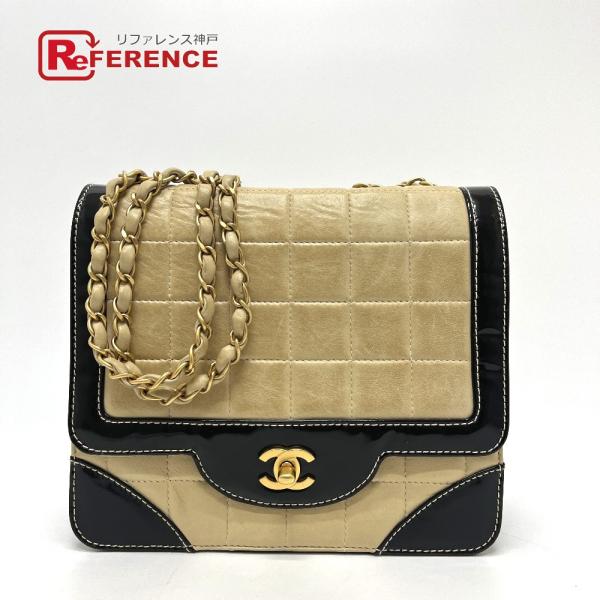 CHANEL シャネル バイカラー チョコバー チェーン カバン バッグ 2WAYバッグ ハンドバッ...