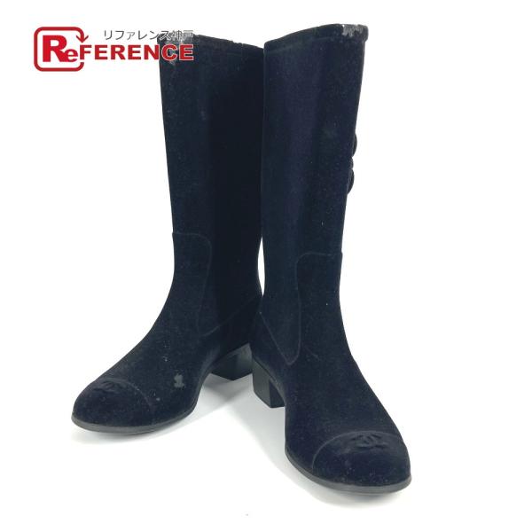 CHANEL シャネル カメリア CC ココマーク ロゴ レインブーツ 長靴 ロング 雨 靴 シュー...