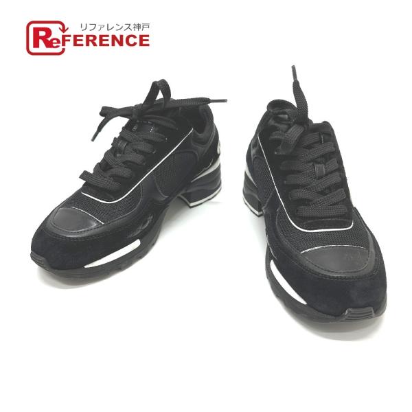 CHANEL シャネル G46872 ココマーク ミックス ファイバー 靴 25K スニーカー ブラ...