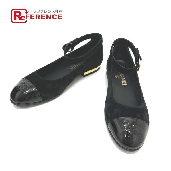 未使用 CHANEL シャネル メリージェーン フラット ベルト 24秋冬 パンプス ブラック レデ...