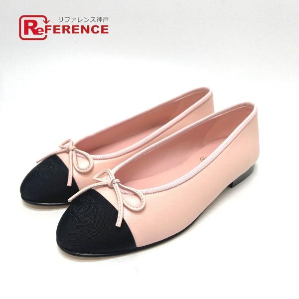 未使用 CHANEL シャネル リボン バレリーナ バレエシューズ フラットシューズ 靴 パンプス ...