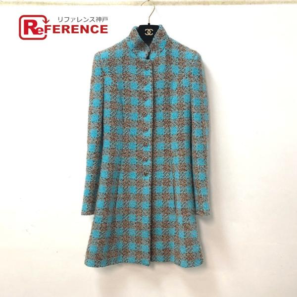 美品 CHANEL シャネル P73646 ビジュー ラインストーン ボタン ミックスツイード 22...