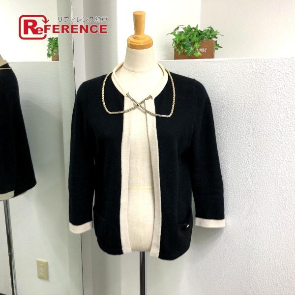 CHANEL シャネル P40668 バイカラー チェーン ココボタン ニットセーター アパレル ト...