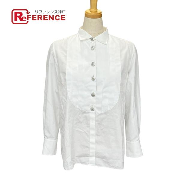 CHANEL シャネル P59362 ラインストーンボタン フリル アパレル ブラウス 長袖 18A...