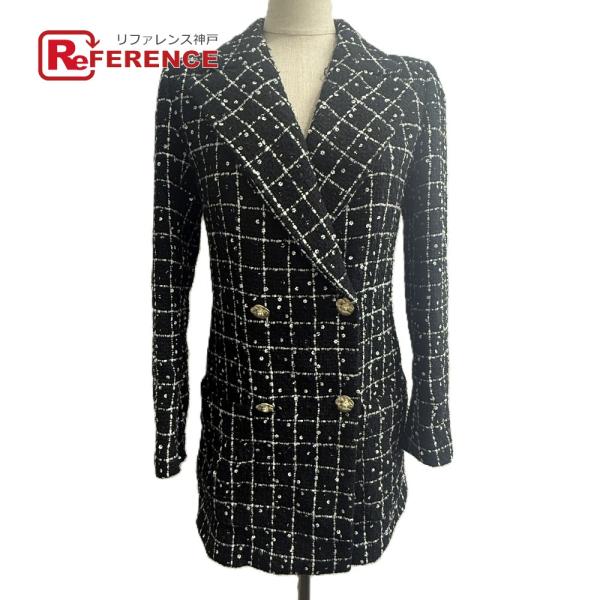 美品 CHANEL シャネル P75797 カメリアボタン アパレル アウター ロング ツイード ジ...