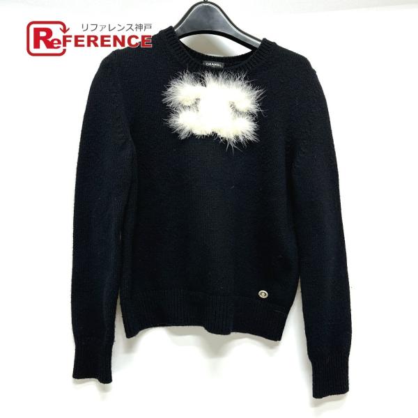 CHANEL シャネル P76044 ココマーク ファー アパレル 24ＡＷ セーター ブラック レ...