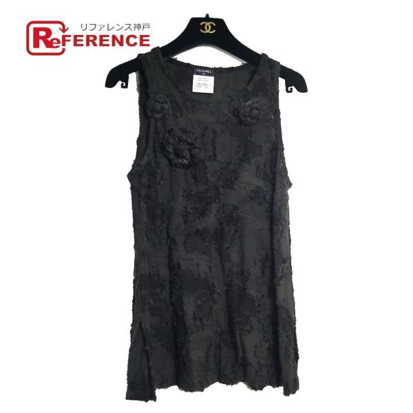 美品 CHANEL シャネル カメリアモチーフ ノースリーブトップス ワンピース アパレル 袖なし ...