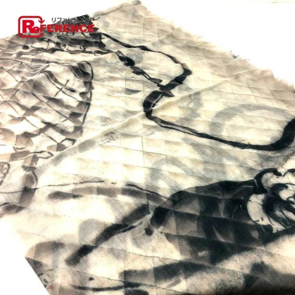 CHANEL シャネル 大判ストール ファッション小物 ストール カシミア ブラック×ベージュ レデ...