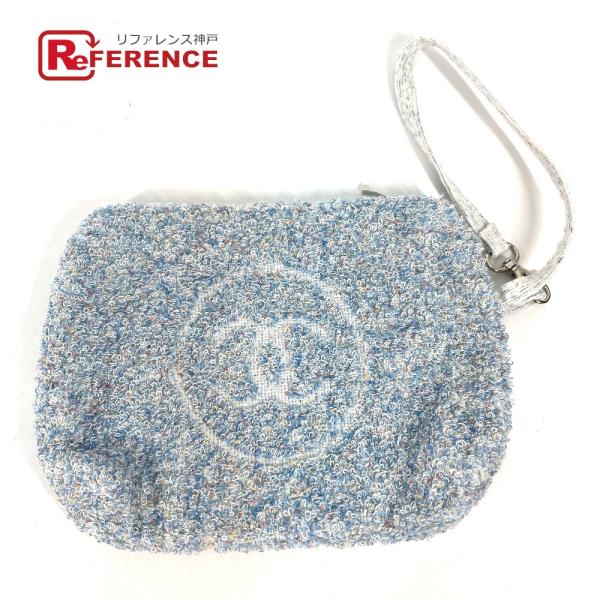 美品 CHANEL シャネル CC ココマーク  付属品 メイクポーチ 化粧ポーチ ポーチ ブルー ...